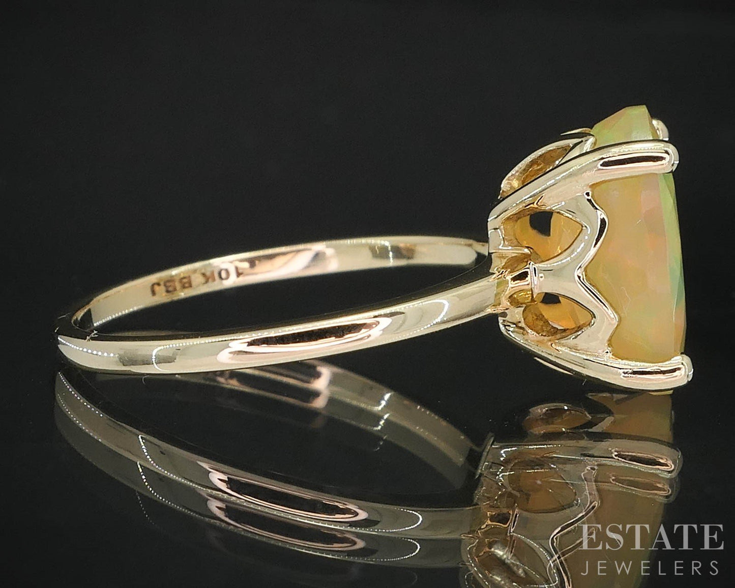 10k Yellow Gold Oval Natural Jelly Opal Solitaire Ladies Ring 3.1g i19554b
