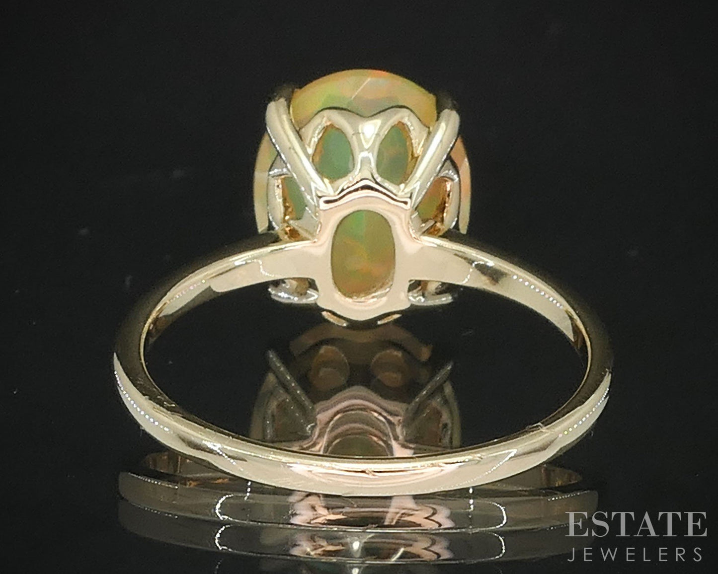 10k Yellow Gold Oval Natural Jelly Opal Solitaire Ladies Ring 3.1g i19554b