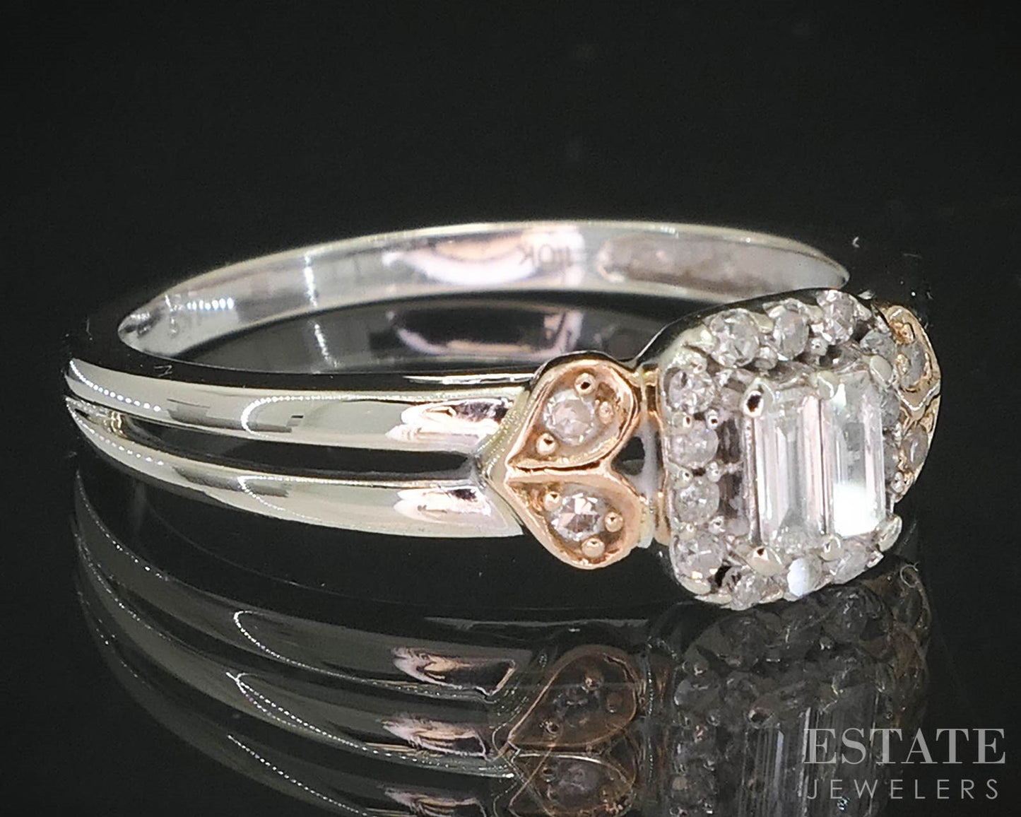 10k Rose & White Gold Natural .15ctw Diamond Cluster Engagement Ring 2g i19548b