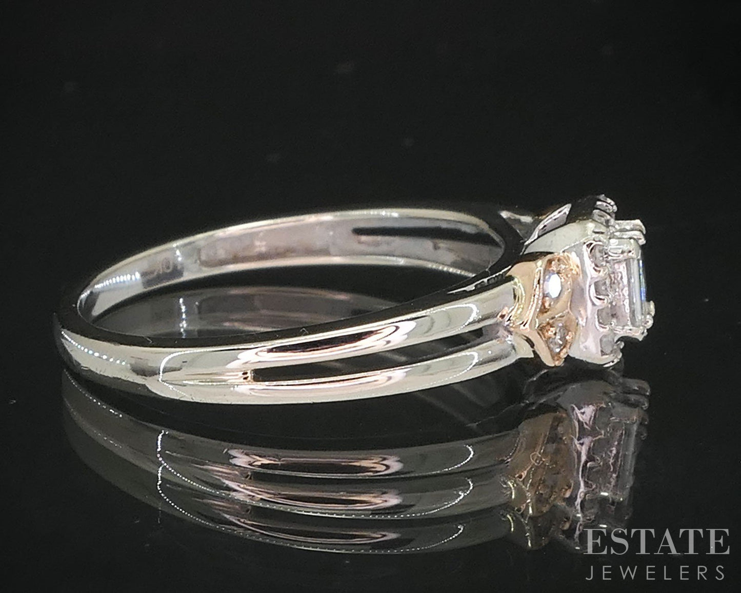 10k Rose & White Gold Natural .15ctw Diamond Cluster Engagement Ring 2g i19548b