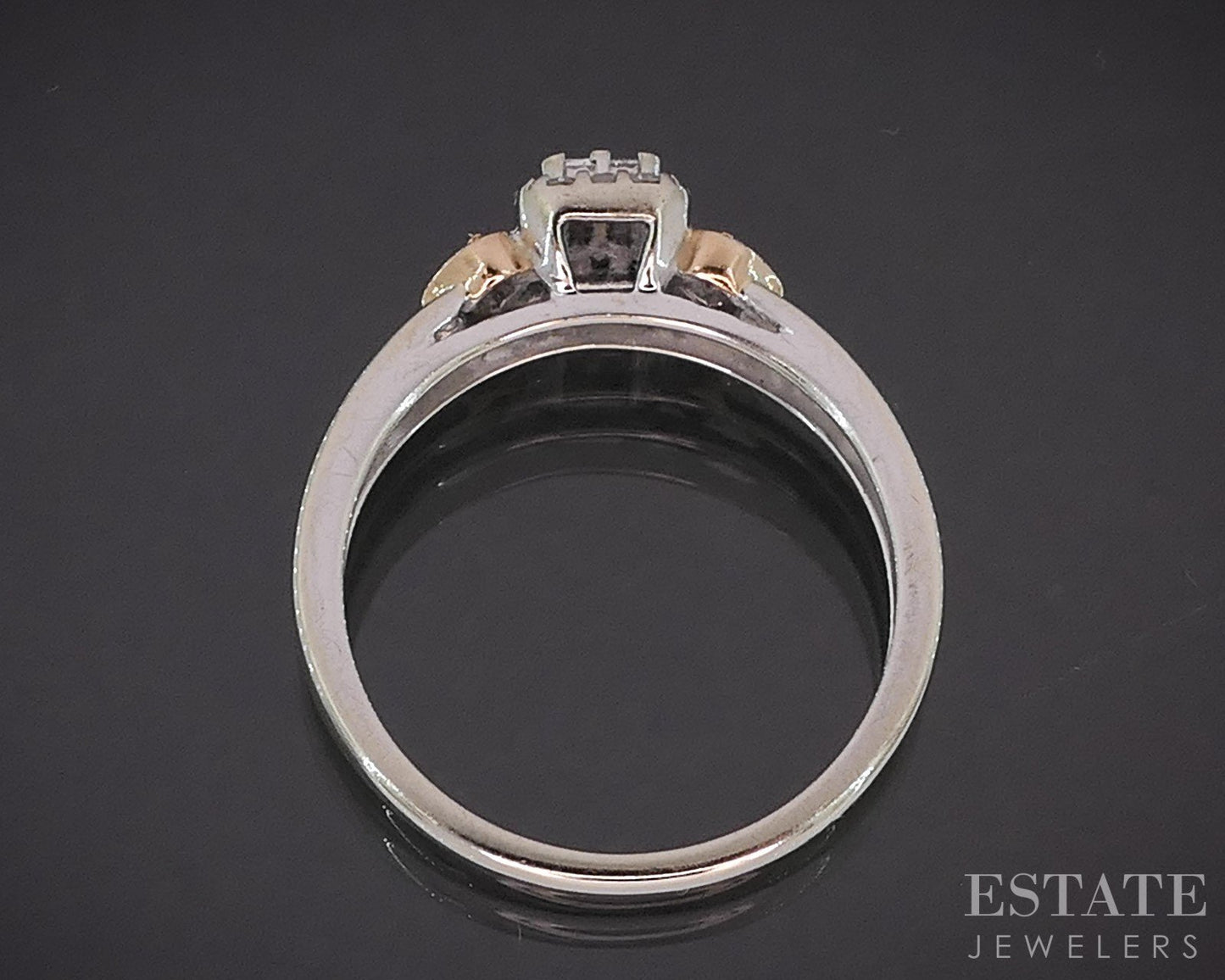 10k Rose & White Gold Natural .15ctw Diamond Cluster Engagement Ring 2g i19548b