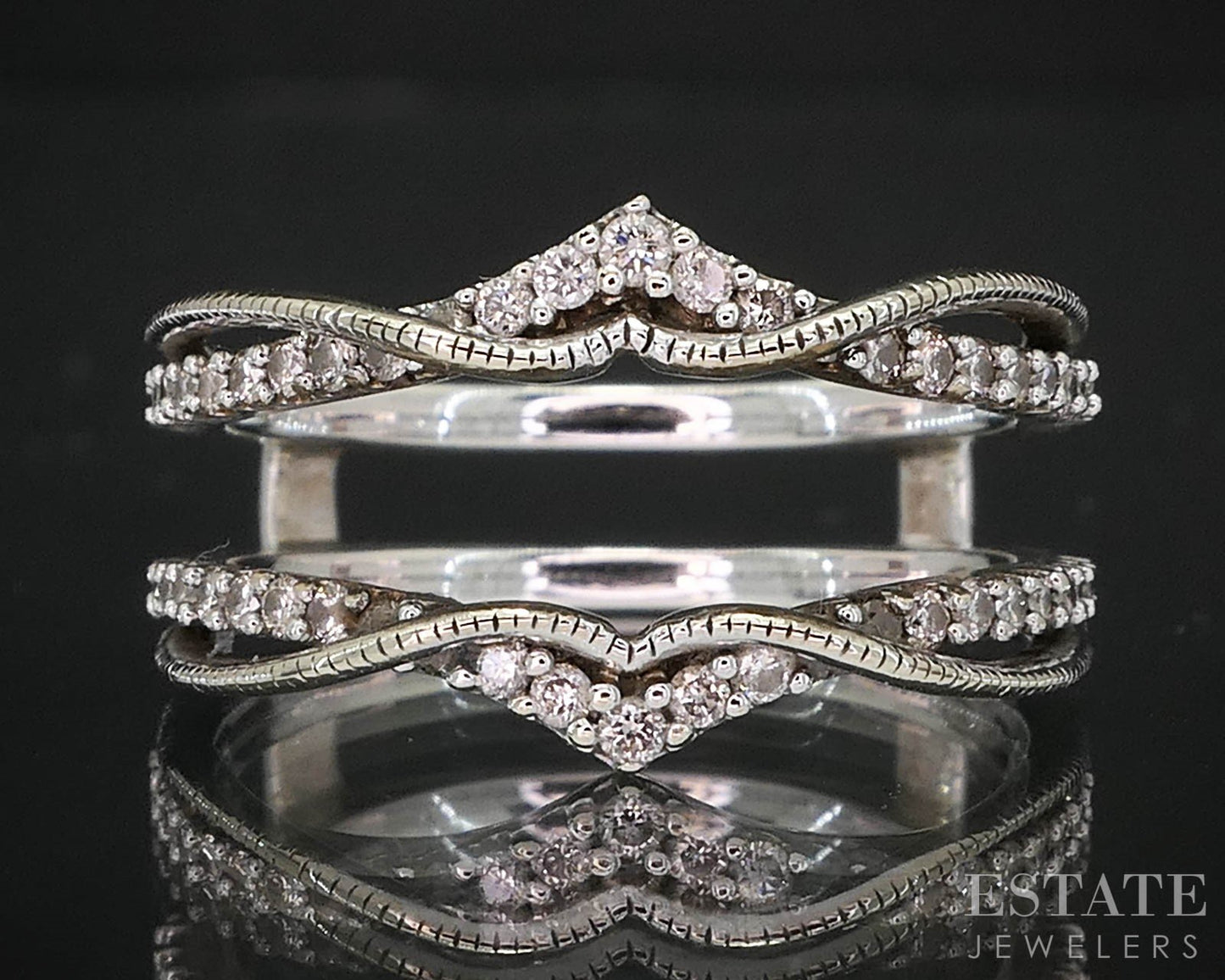 14k White Gold Natural .12ctw Diamond Ladies Wedding Jacket 4.2g i19538b