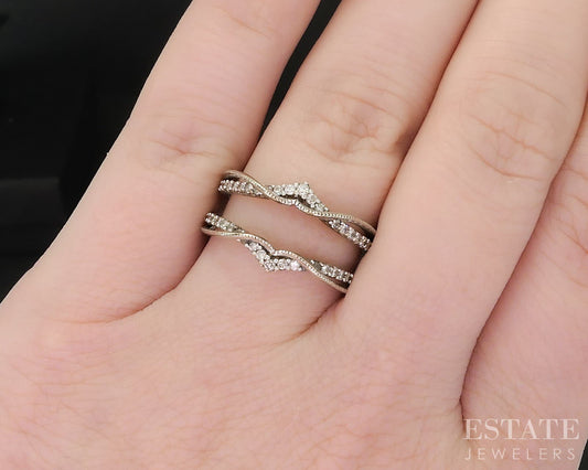 14k White Gold Natural .12ctw Diamond Ladies Wedding Jacket 4.2g i19538b