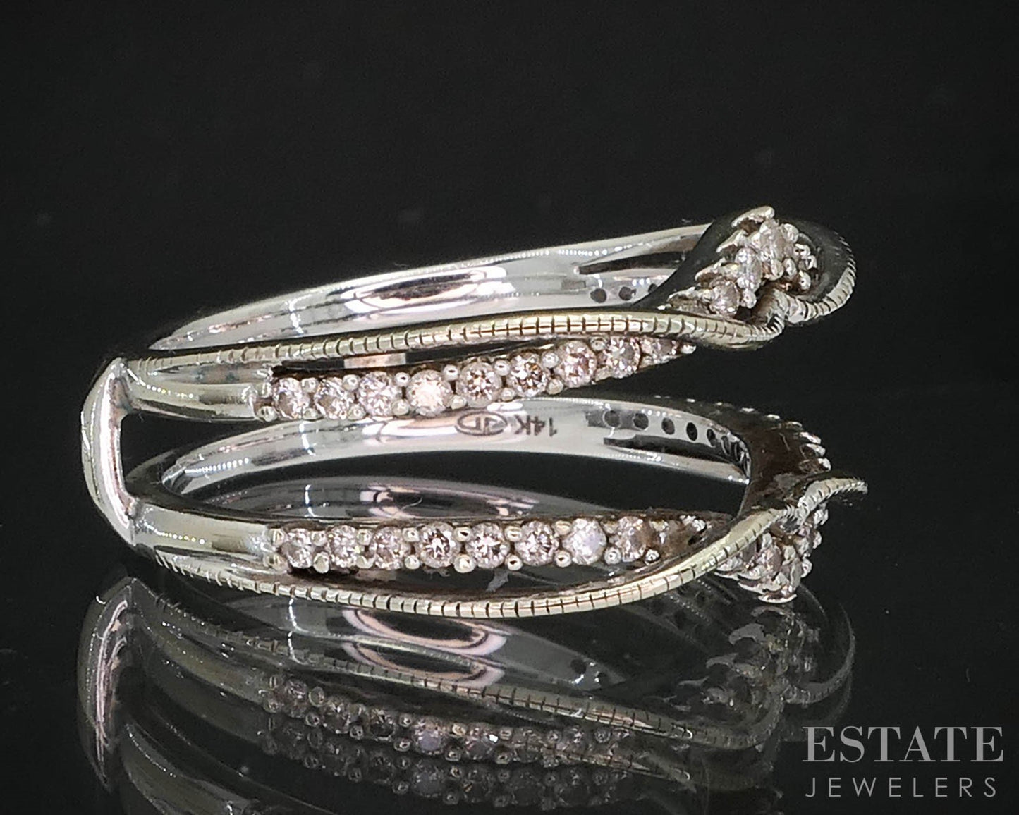 14k White Gold Natural .12ctw Diamond Ladies Wedding Jacket 4.2g i19538b