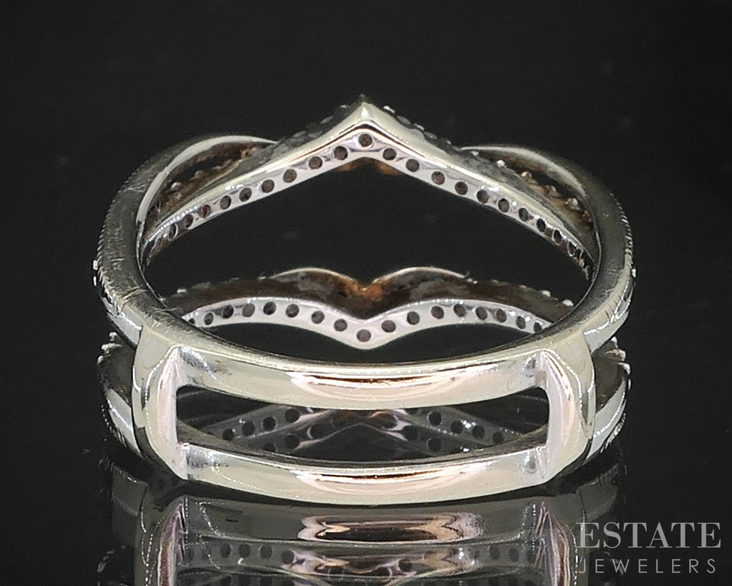 14k White Gold Natural .12ctw Diamond Ladies Wedding Jacket 4.2g i19538b