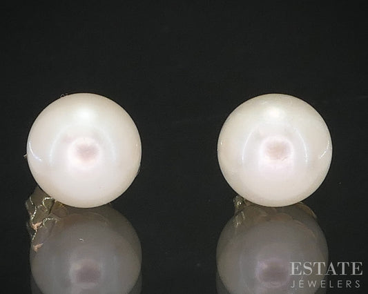 14k Yellow Gold 6.3mm Cultured Pearl Stud Ladies Earrings i19553b