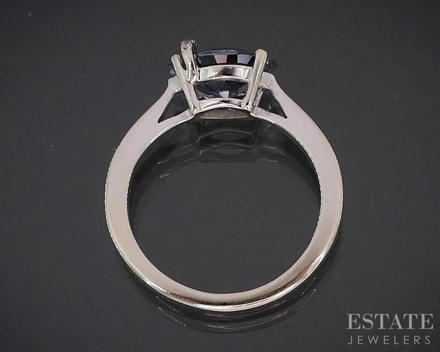14k White Gold Marquise Chatham Alexandrite & Diamond Ladies Ring 3g i19555b