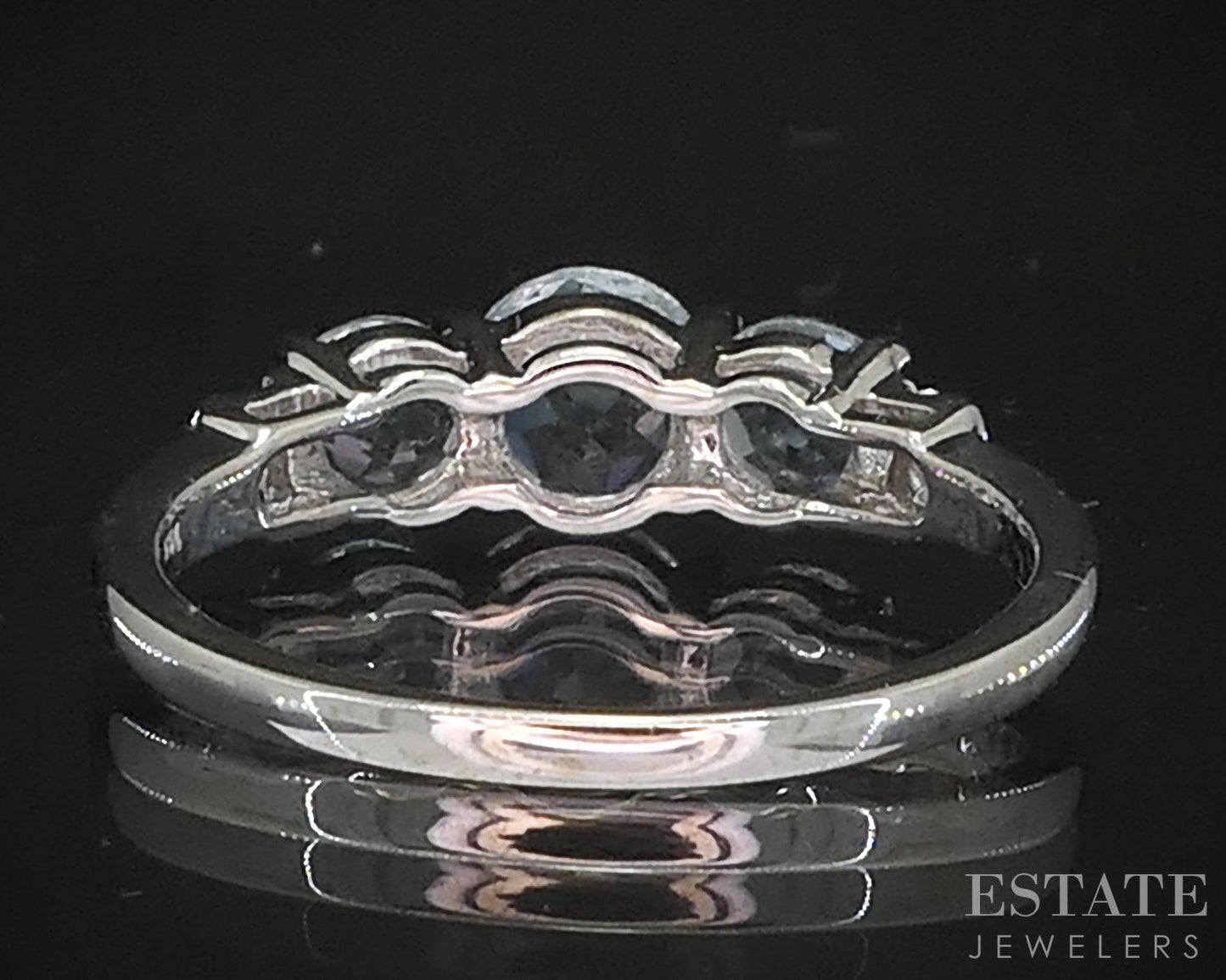 10k White Gold Round Natural Aquamarine & Diamond Ladies Ring 1.6g i19560