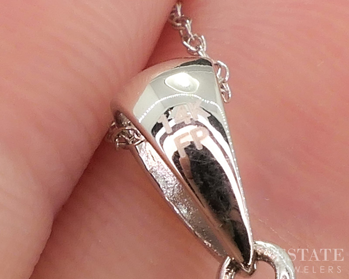 14k White Gold Natural Amethyst & Champagne Diamond Necklace 4.4g 18"L i19561