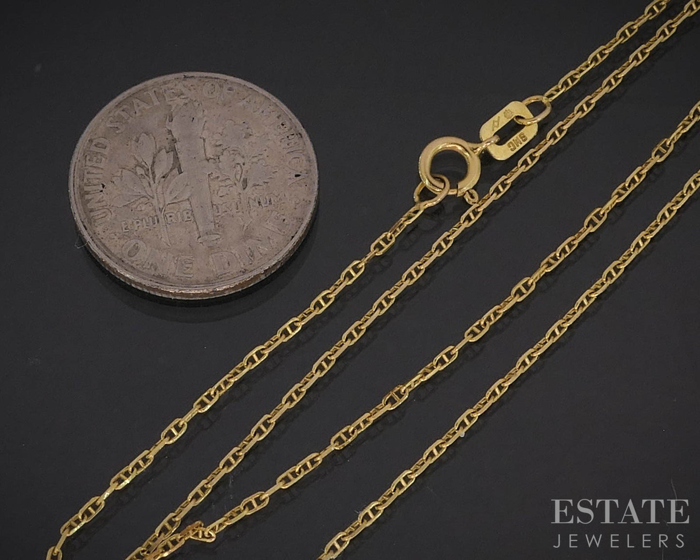 14k Yellow Gold 1mm Anchor Chain Link Ladies Necklace 1.2g 18"L i19563
