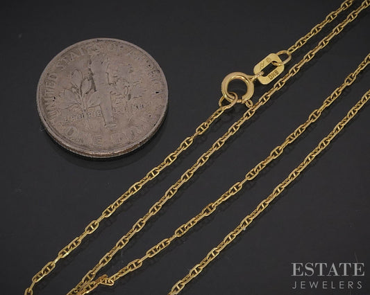 14k Yellow Gold 1mm Anchor Chain Link Ladies Necklace 1.2g 18"L i19563
