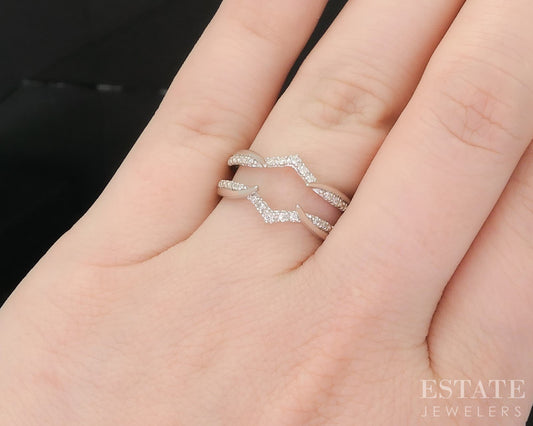 10k White Gold Natural .09ctw Diamond Ladies Wedding Jacket 2.7g i19567