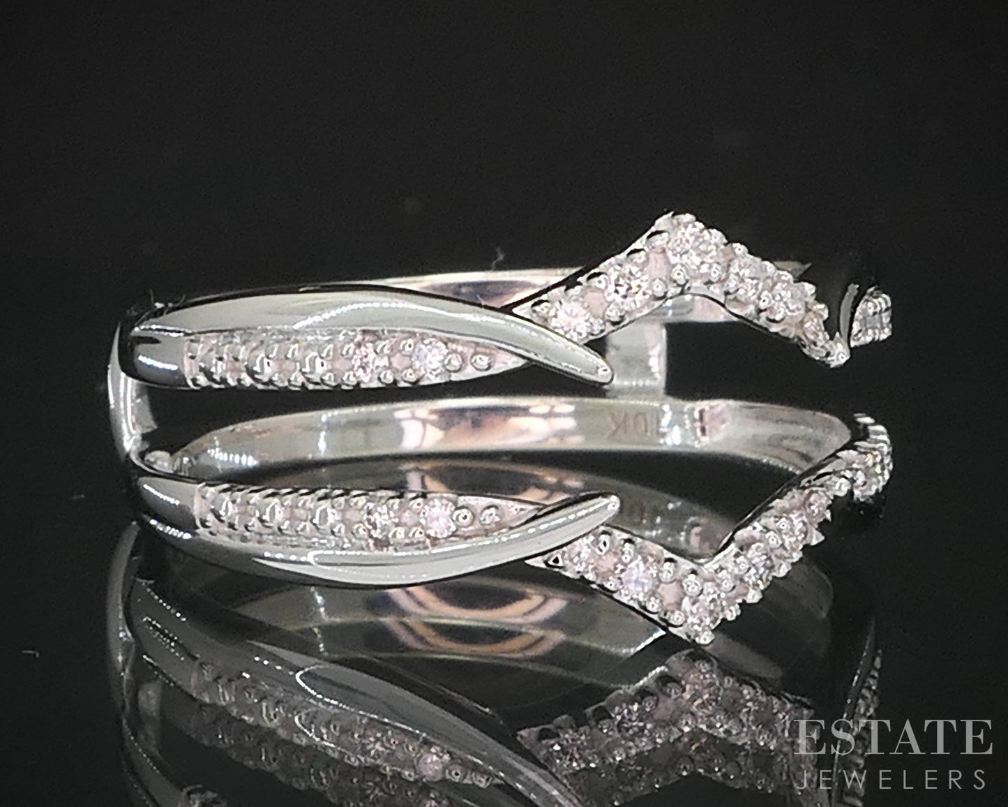 10k White Gold Natural .09ctw Diamond Ladies Wedding Jacket 2.7g i19567
