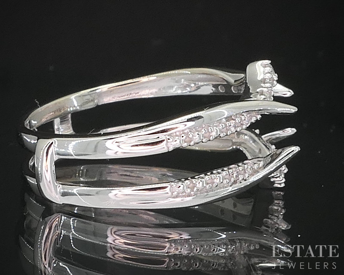 10k White Gold Natural .09ctw Diamond Ladies Wedding Jacket 2.7g i19567