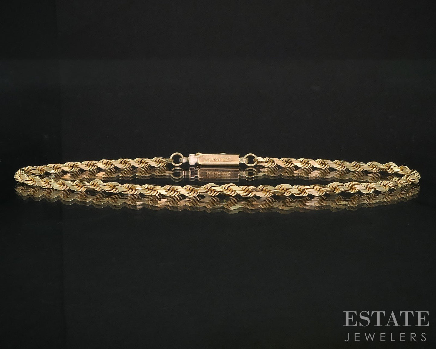 14k Yellow Gold 2.7mm Rope Chain Link Ladies Bracelet 5.3g 8"L i19564