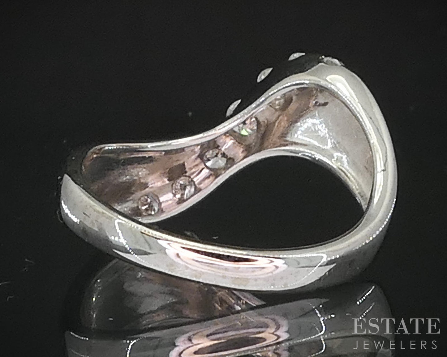 14k White Gold Natural .25ctw Diamond Free Form Ladies Band Ring 3.6g i19570