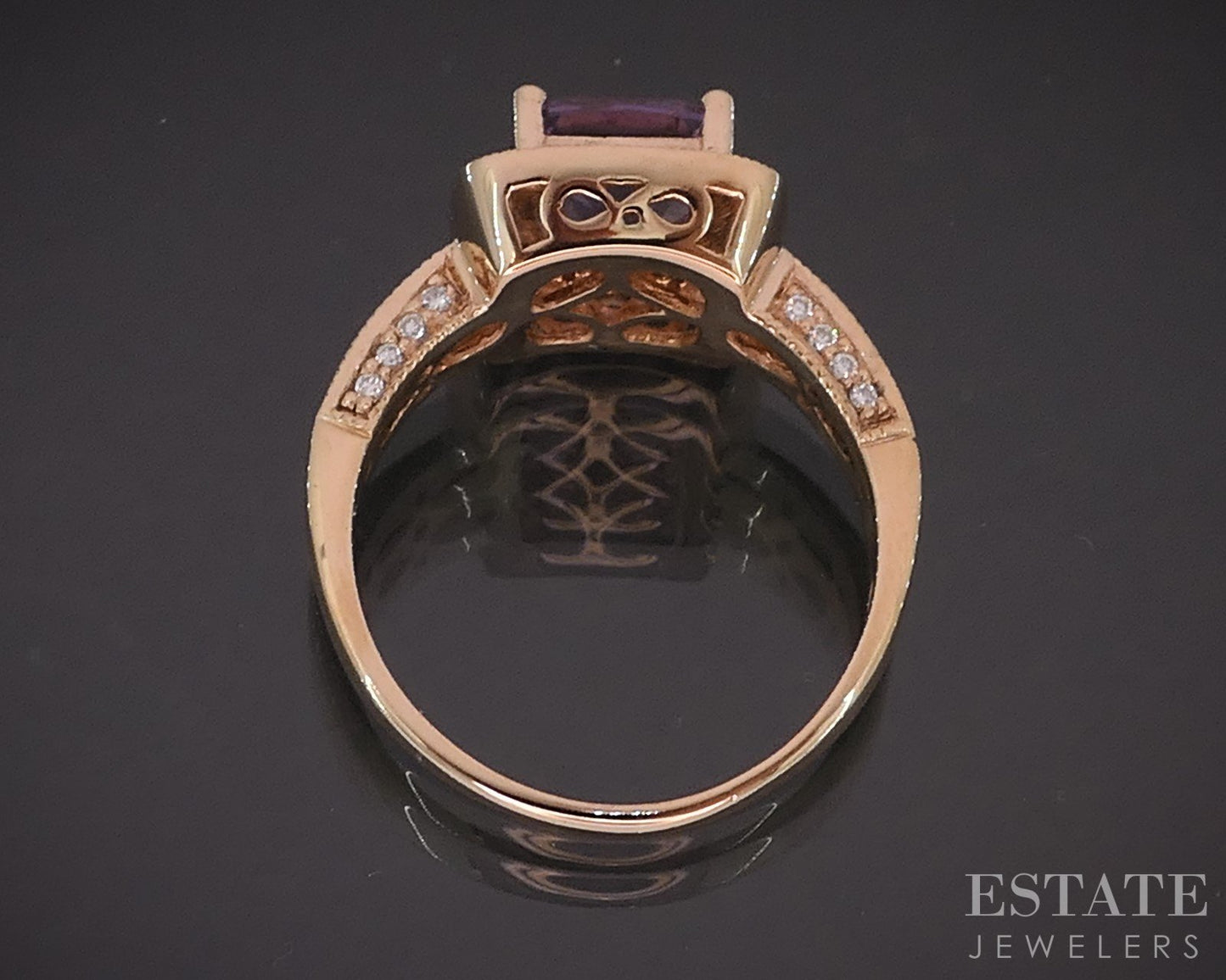 14k Strawberry Gold LeVian Natural Amethyst Sapphire & Diamond Ring 6.1g i19571