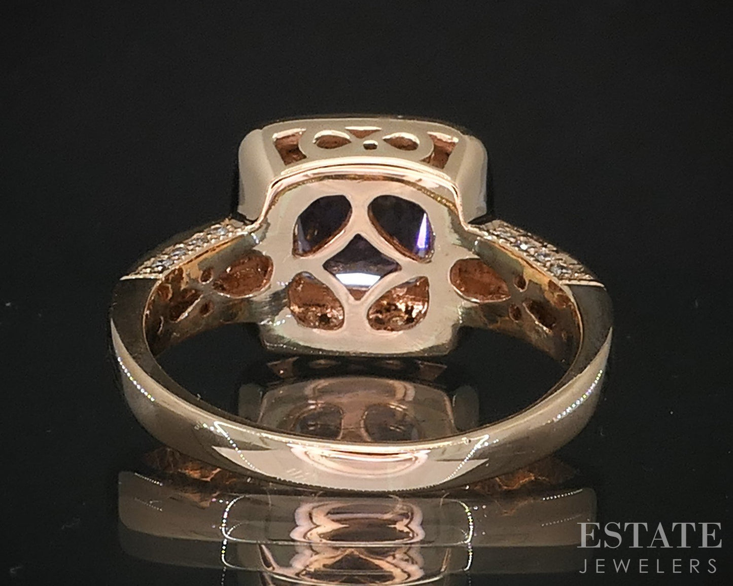 14k Strawberry Gold LeVian Natural Amethyst Sapphire & Diamond Ring 6.1g i19571