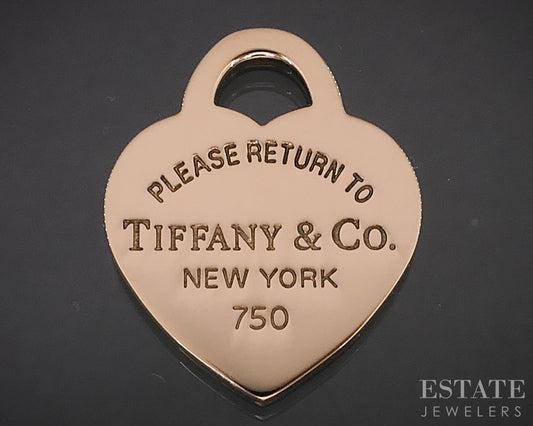 18k Rose Gold Tiffany & Co. Return To Tiffany Heart Tag Charm Pendant 3g i19568