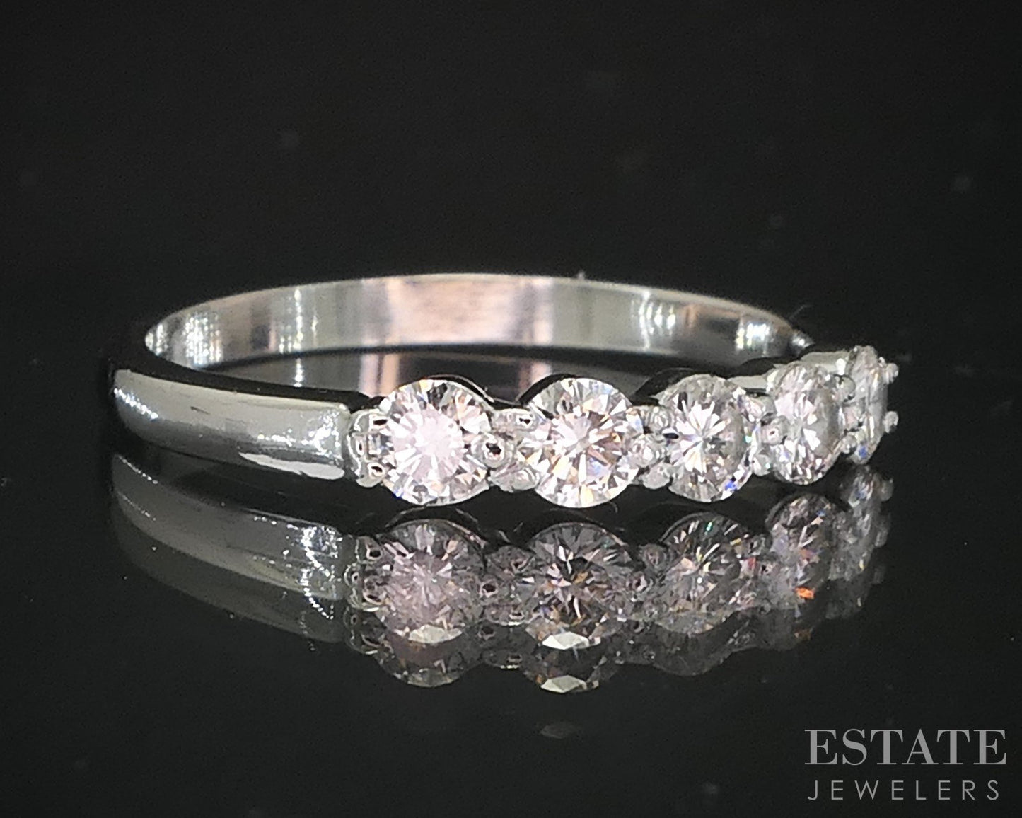 Platinum Round Natural .40ctw Diamond 5-Stone Ladies Wedding Band 2.8g i19572