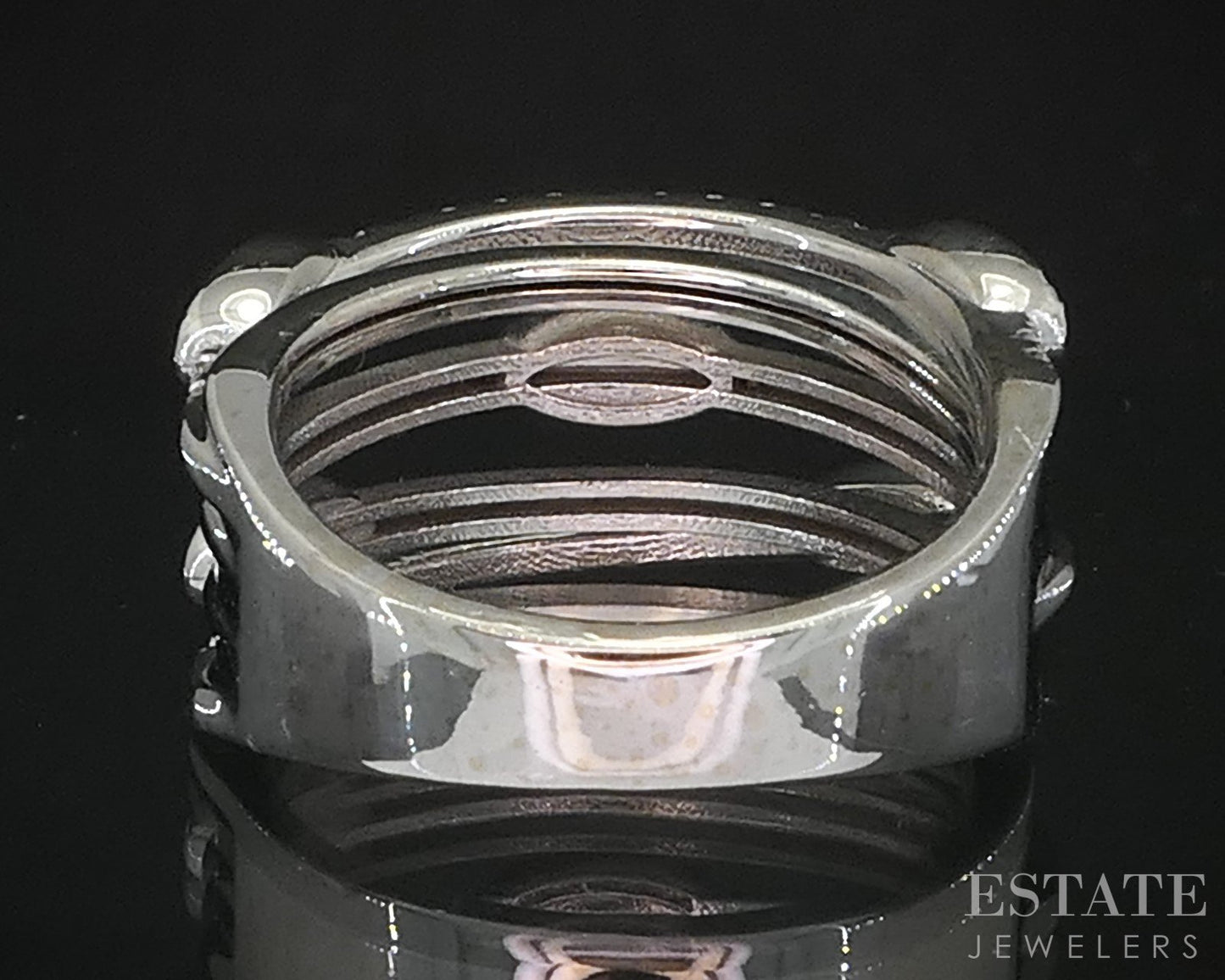14k White Gold Natural .25ctw Diamond Crossover Open Band Ring 8.6g i19573