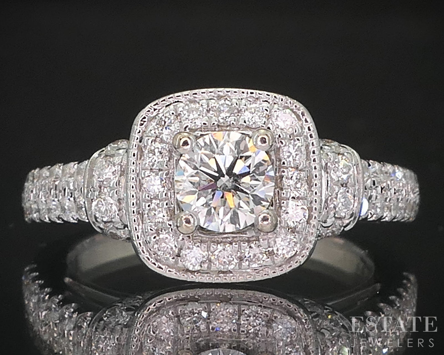 14k White Gold Round Natural .56ctw Diamond Vera Wang Engagement Ring 3g i19577