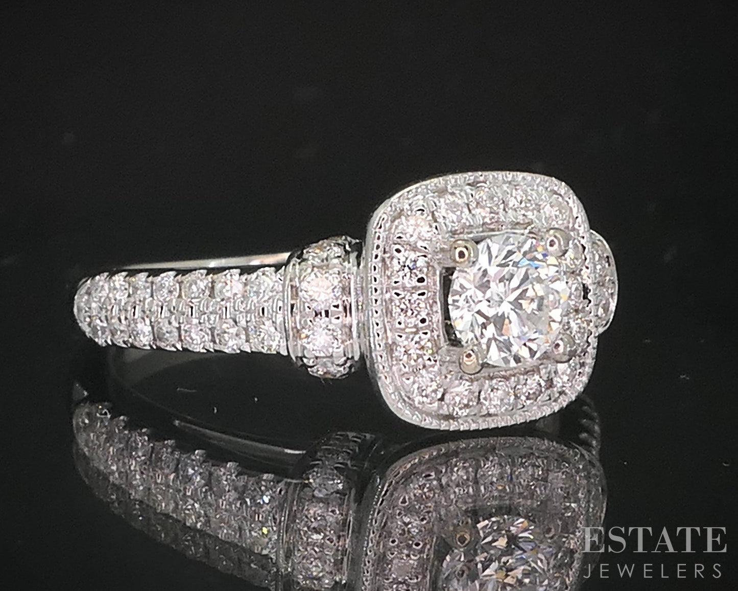 14k White Gold Round Natural .56ctw Diamond Vera Wang Engagement Ring 3g i19577