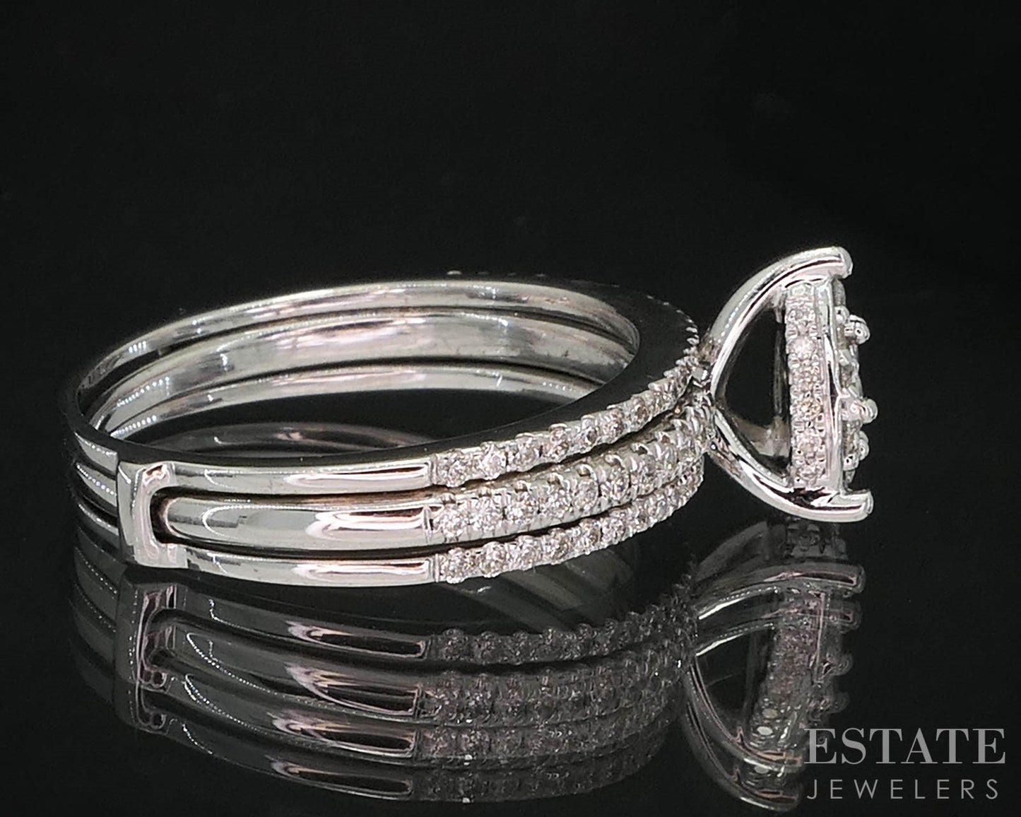 14k White Gold Pear Natural .50ctw Diamond Cluster Wedding Set 3.2g i19607b