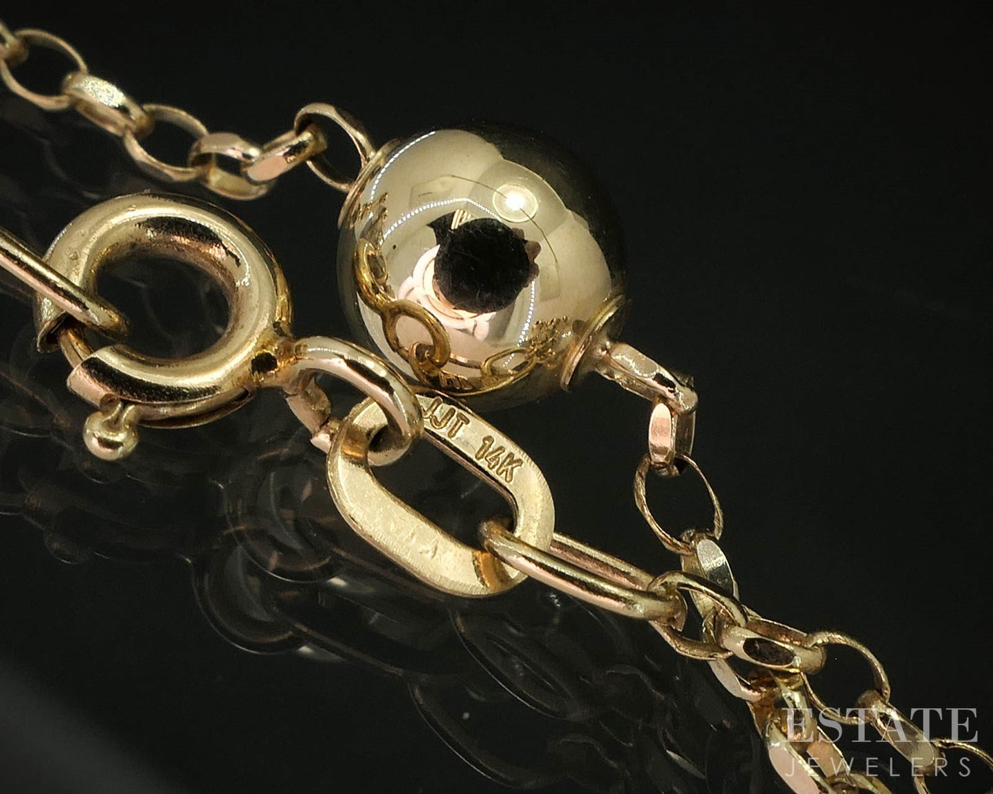 14k Yellow Gold 5.8mm Beaded Cable Chain Link Ladies Necklace 2.3g 18"L i19600b
