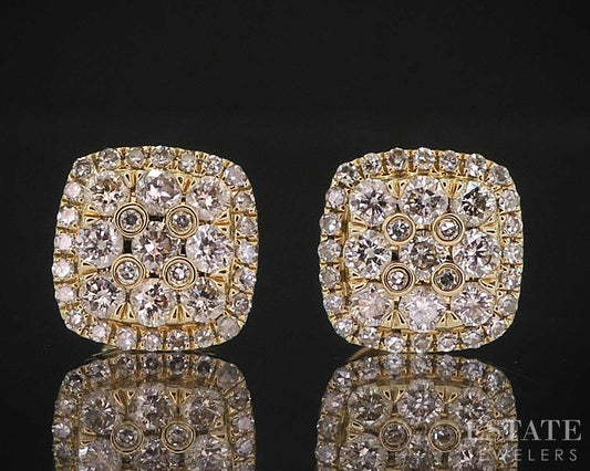 10k Yellow Gold Round Natural .30ctw Diamond Cluster Stud Earrings 1.5g i19595b