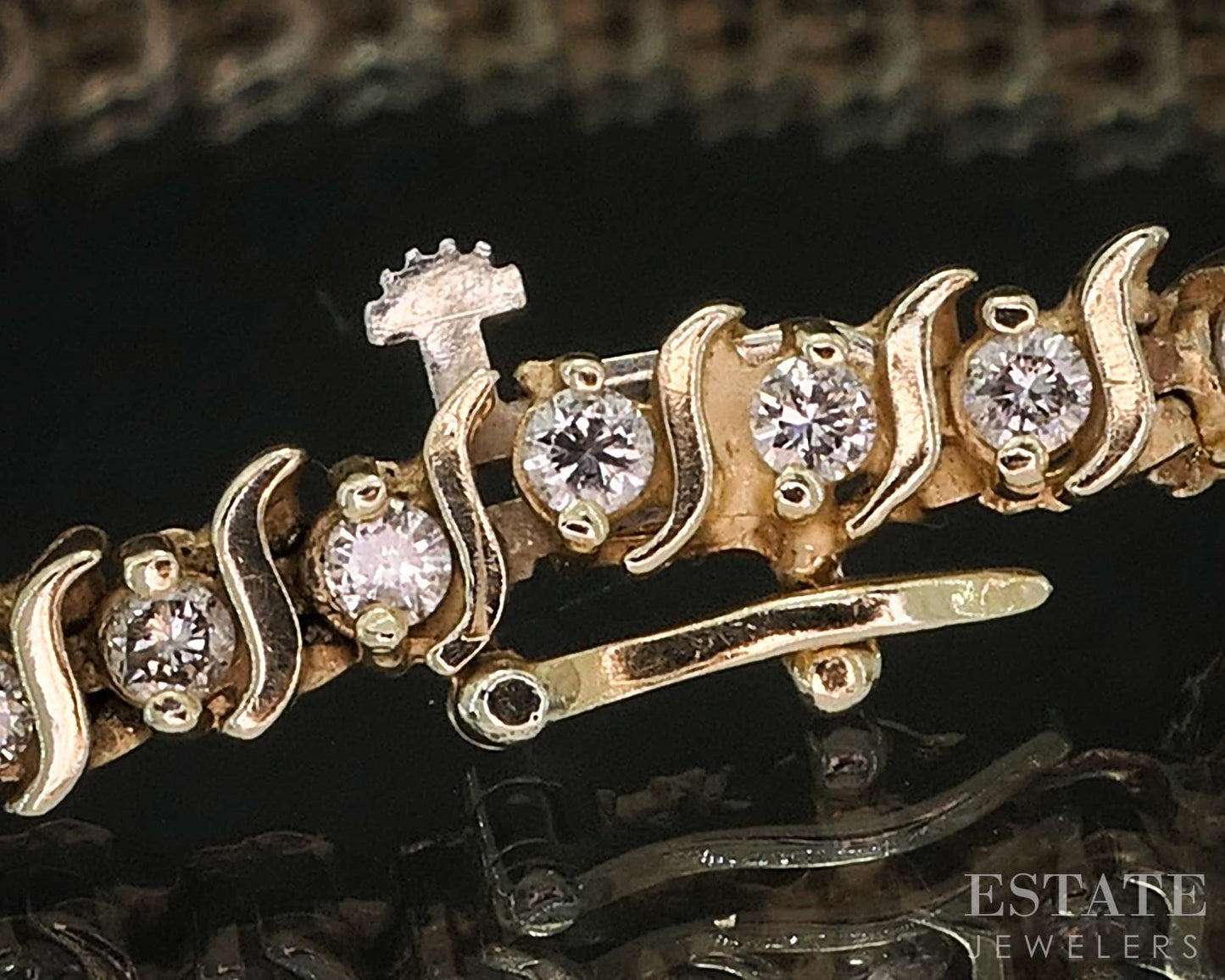 14k Yellow Gold Natural 1.4ctw Diamond S-Link Tennis Bracelet 14g 8.25"L i19603b