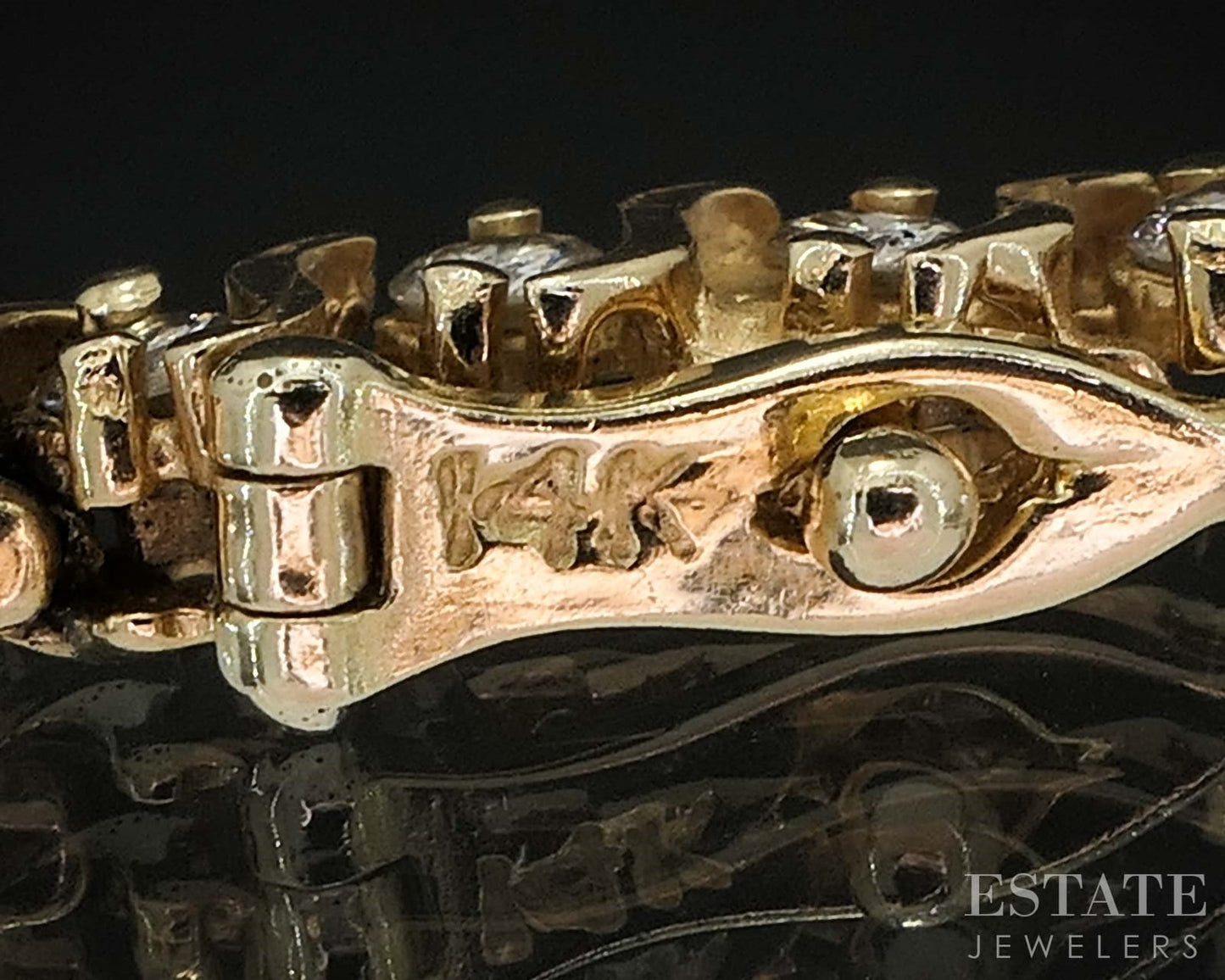 14k Yellow Gold Natural 1.4ctw Diamond S-Link Tennis Bracelet 14g 8.25"L i19603b