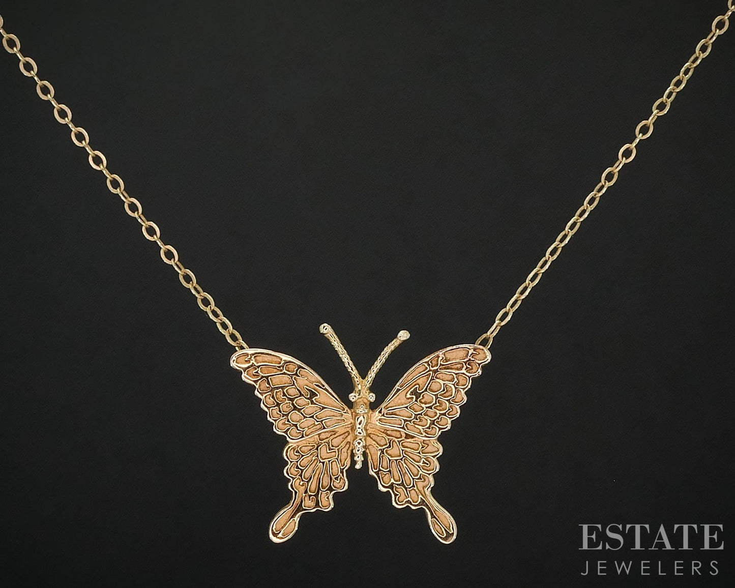 14k Yellow Gold Butterfly Ladies Necklace 1.6g 16.5"L i19598b