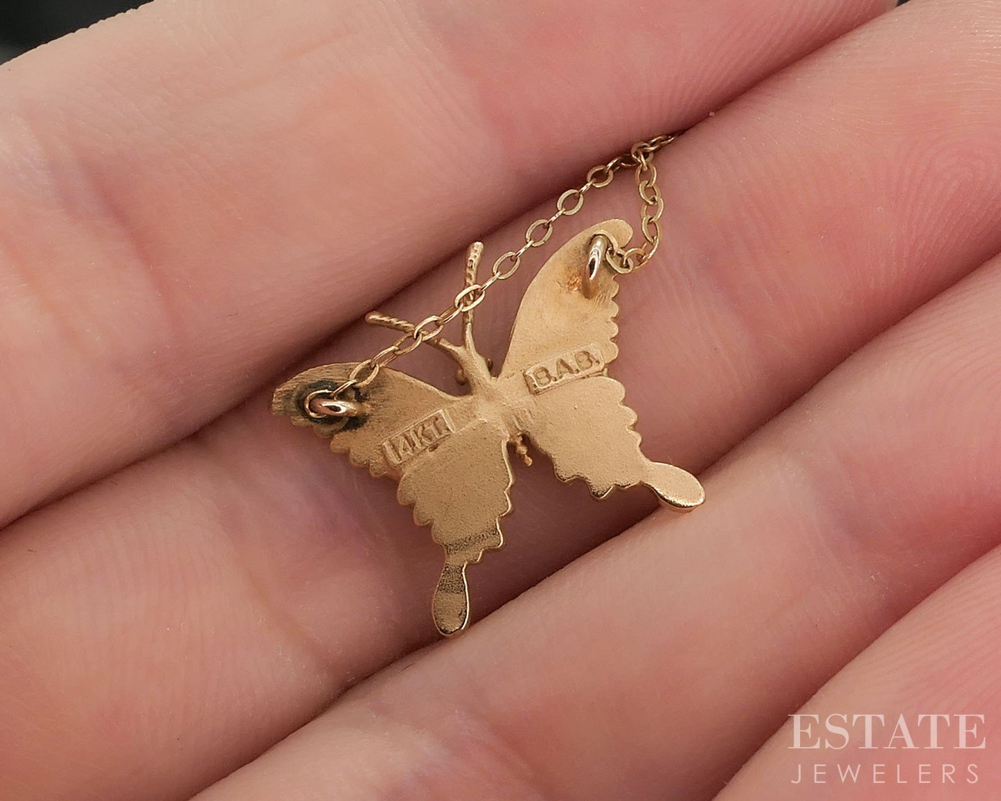 14k Yellow Gold Butterfly Ladies Necklace 1.6g 16.5"L i19598b