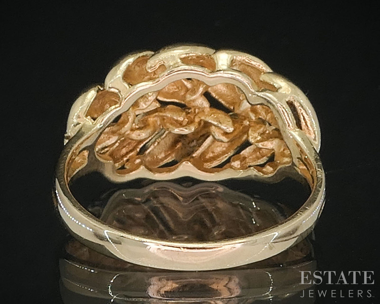 Vintage 14k Yellow Gold Puffy Leaf Ladies Band Ring 4.3g i19610b