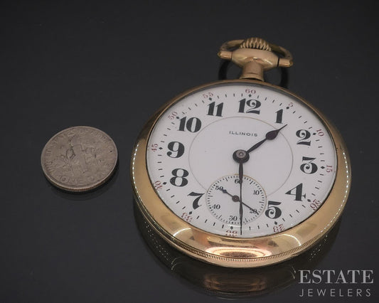 Antique Gold Filled Illinois 706 Overland Special 19j Pocket Watch i19624