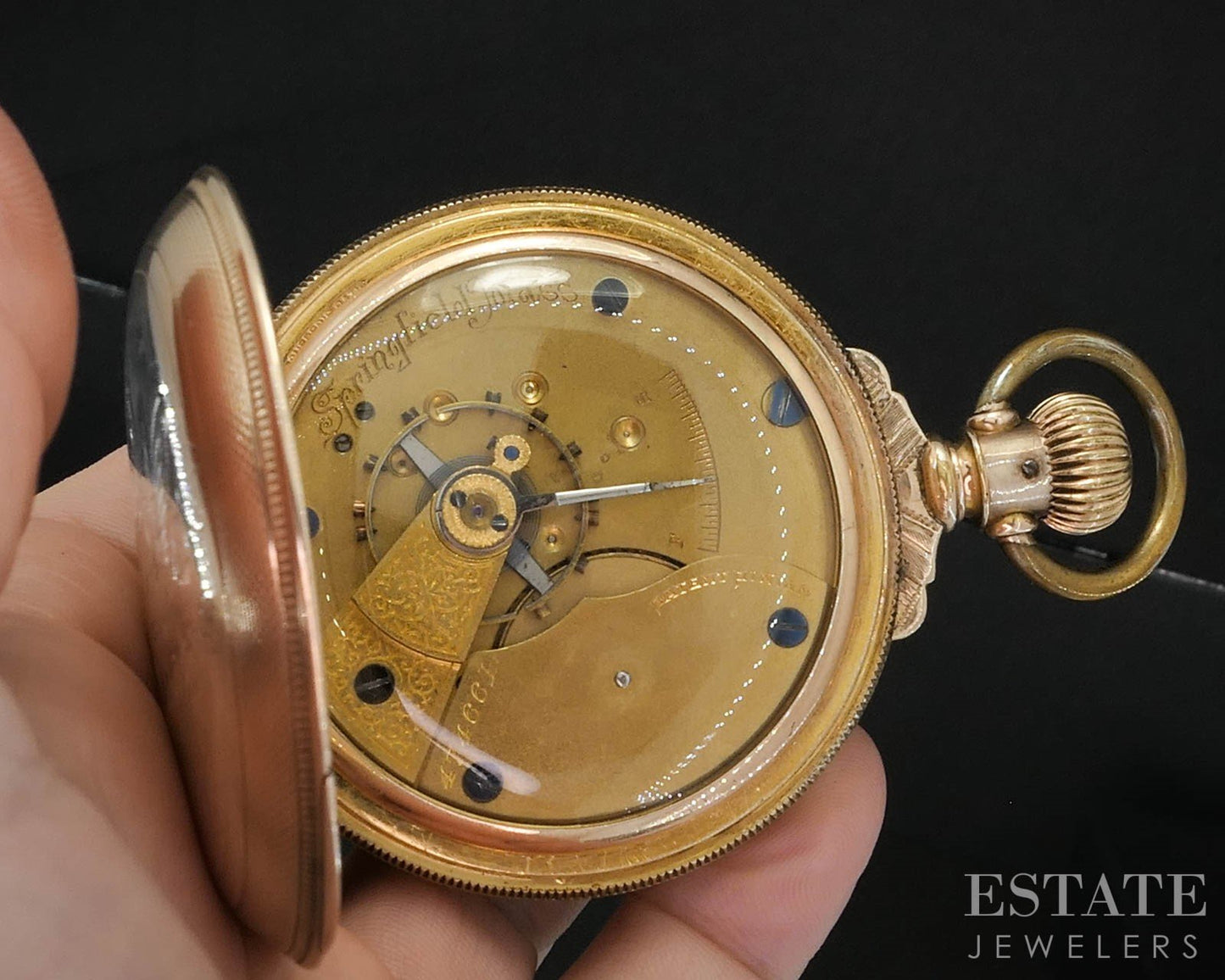 Antique Gold Filled Hampden Springfield 7j Heavy Hunters Pocket Watch i19614