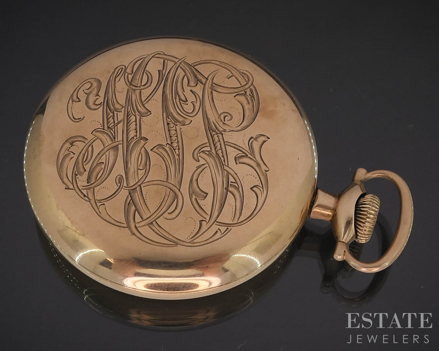 Antique Gold Filled Hampden 310 17j Fancy Dial Pocket Watch i19616