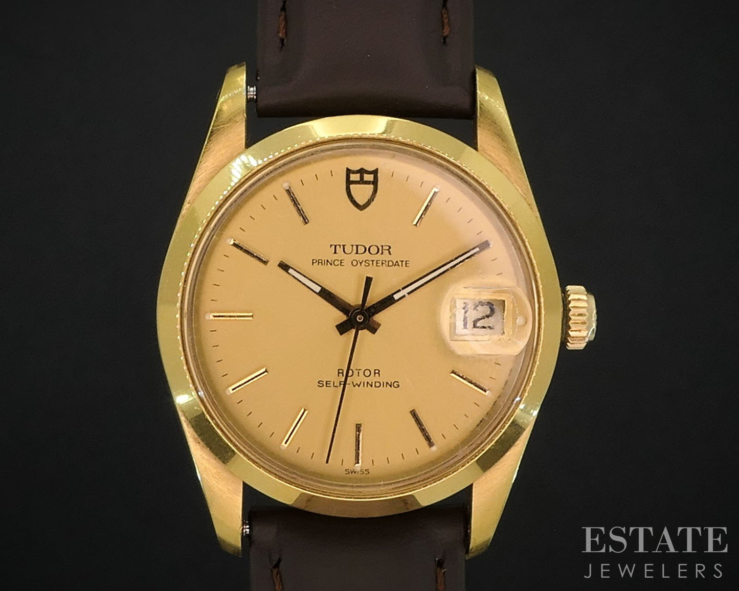1984 Tudor Prince Oysterdate 74001 Rolex Gold Stick Dial Mens Watch i19623