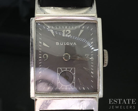 Vintage Bulova Gold Filled Cal. 8AE Tank Slate Dial Mens Watch i19586