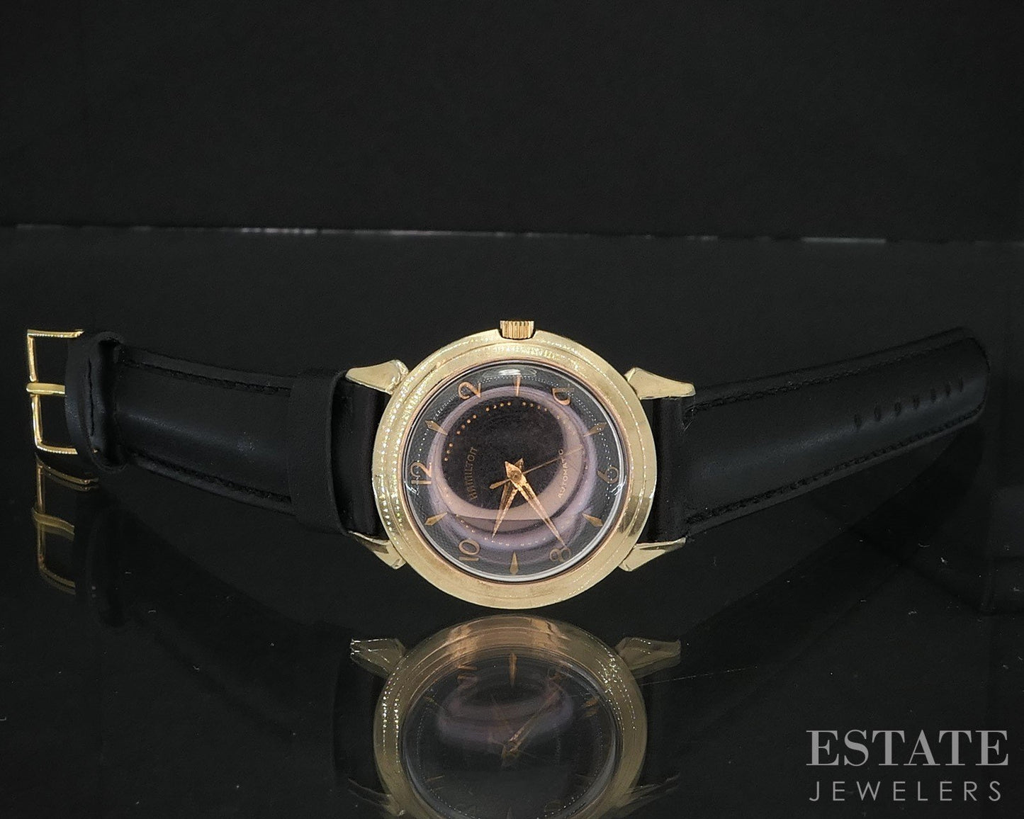 Vintage Hamilton Gold Filled Automatic Black Honeycomb Dial Mens Watch i19622