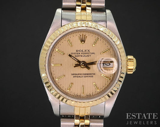 1989 Rolex Datejust 69173 Two Tone 18k Stainless 26mm Ladies Watch i19620