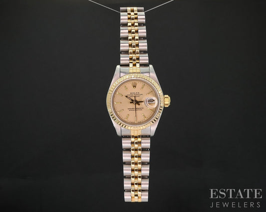 1989 Rolex Datejust 69173 Two Tone 18k Stainless 26mm Ladies Watch i19620