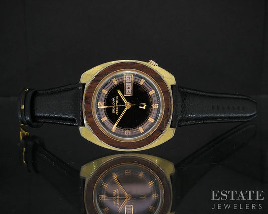 Vintage 1973 Bulova Accutron Day Date Woody Mens Watch i19613