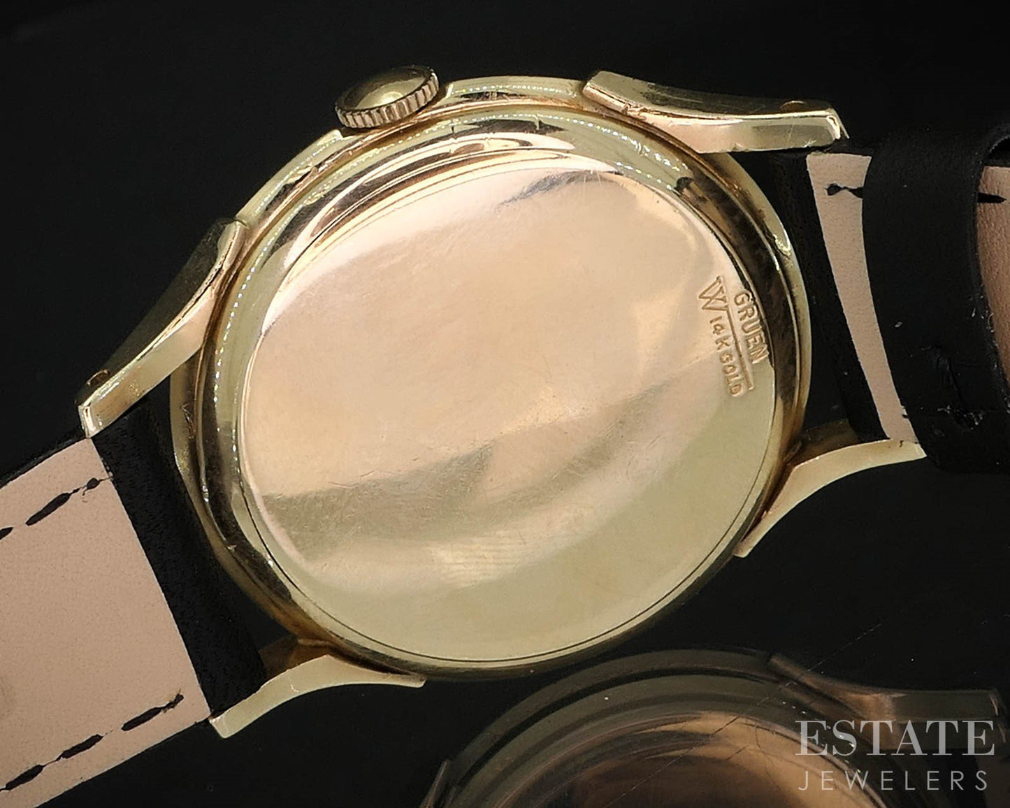 Vintage Gruen Veri-Thin 14k Yellow Gold 24 Hour Dial Mens Watch i19618