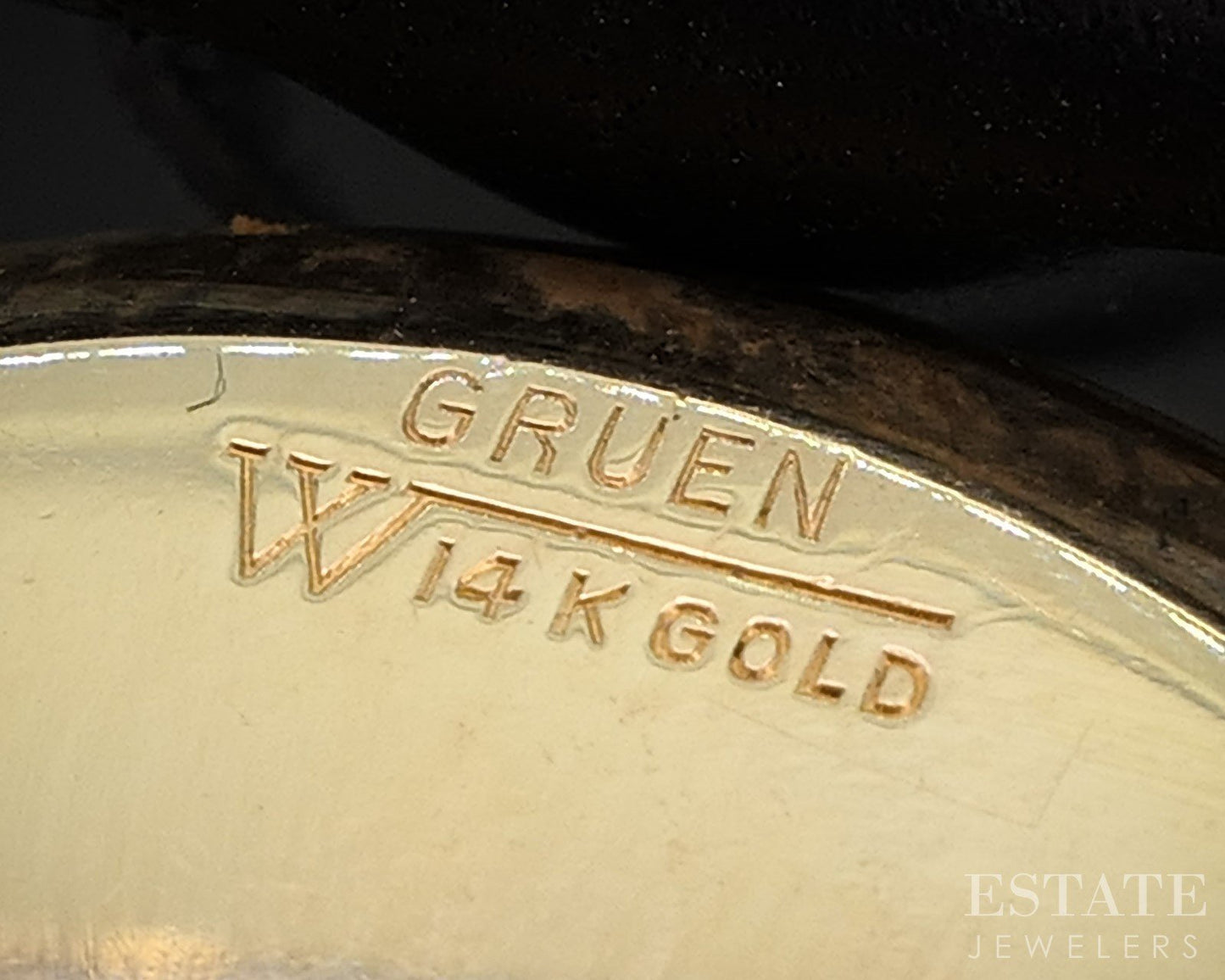 Vintage Gruen Veri-Thin 14k Yellow Gold 24 Hour Dial Mens Watch i19618