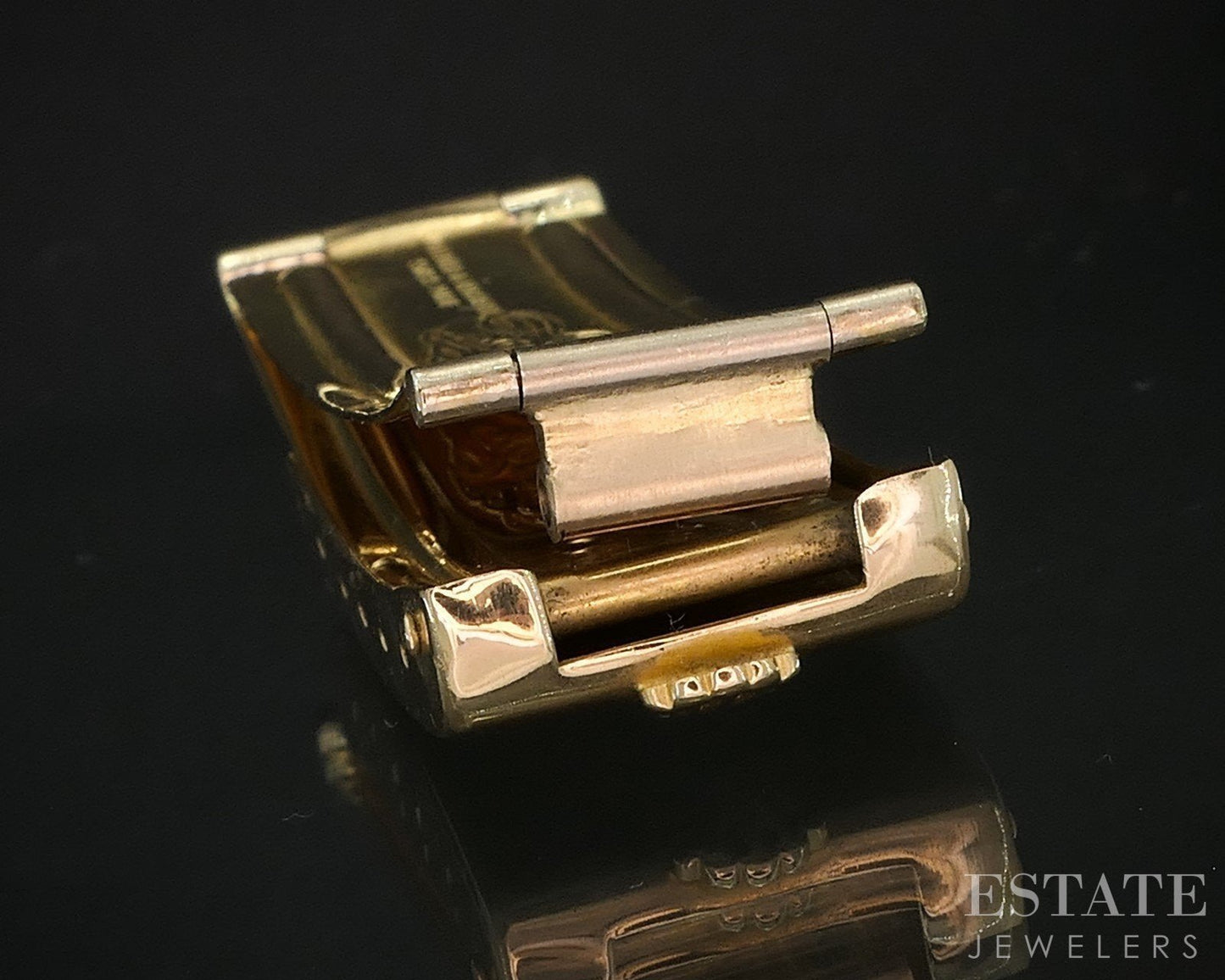 1960's 18k Yellow Gold Rolex Small Logo Rivet Bracelet Buckle Clasp 14.5g i19337