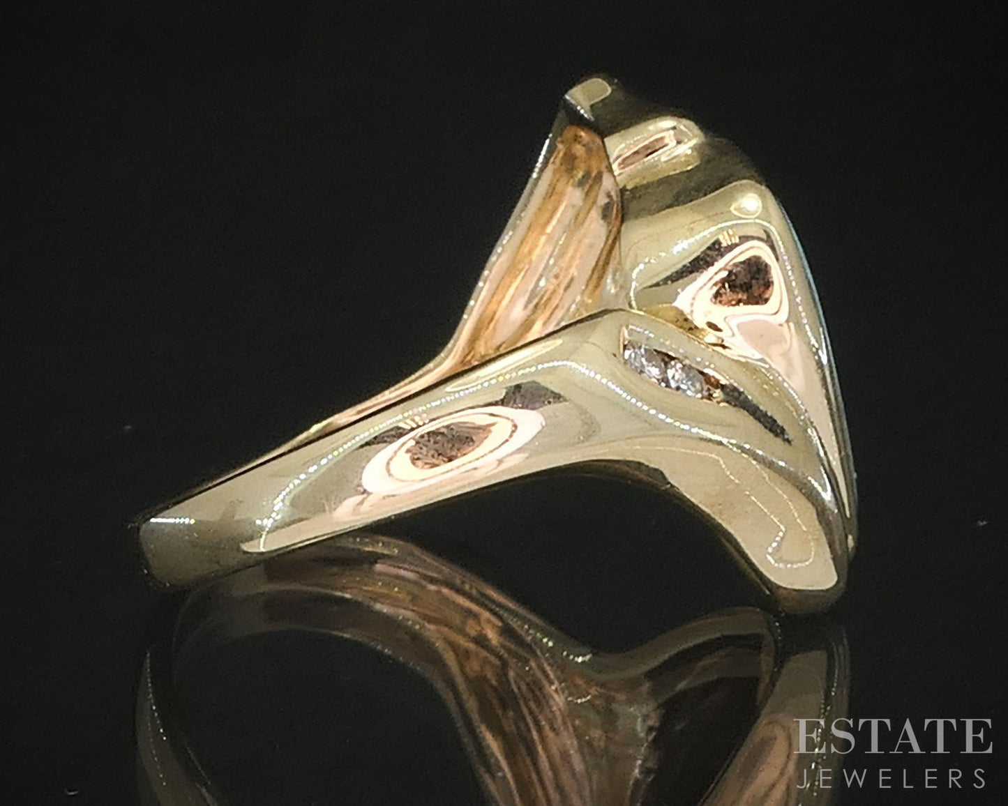 14k Yellow Gold Natural Boulder Opal & Diamond Ladies Band Ring 4.8g i19637