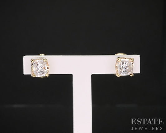 14k Yellow Gold Princess Natural .40ctw Diamond Screw Back Earrings i19635