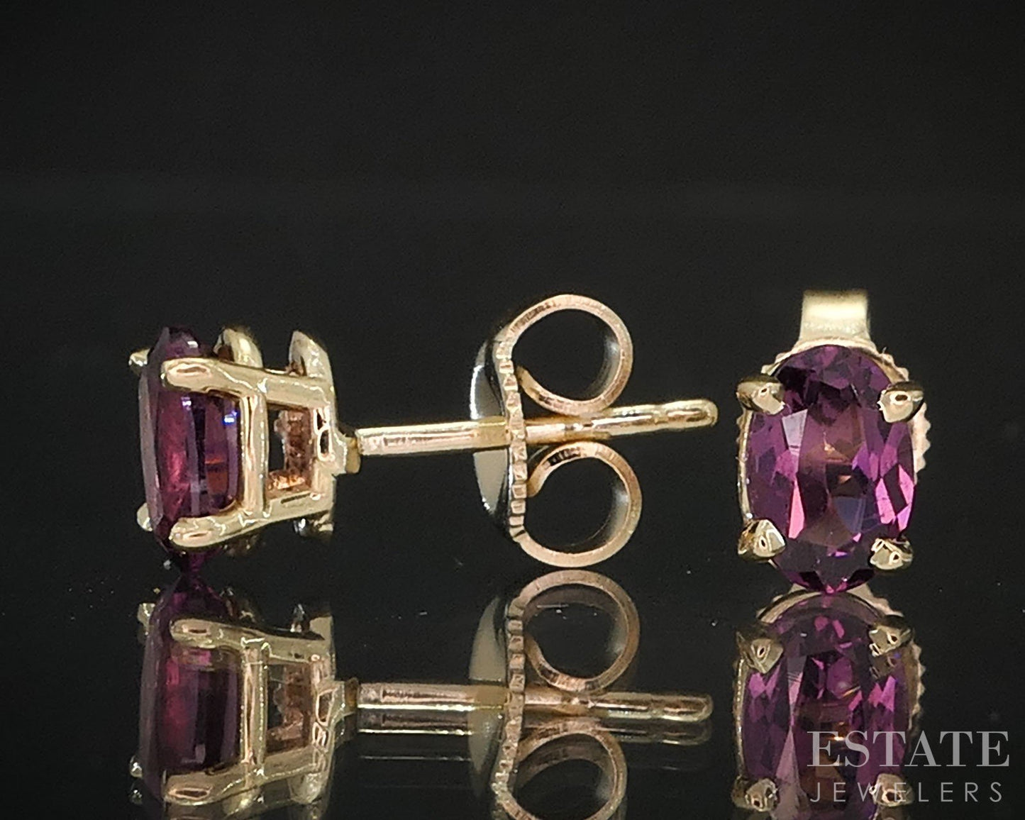 14k Yellow Gold Oval Natural .80ctw Pink Tourmaline Stud Earrings i19584